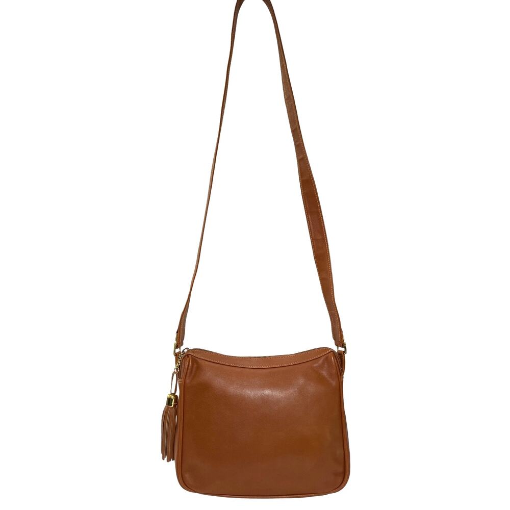 Gucci Tan Vintage Tassel Leather Shoulder Bag Gold Hardware Suede Lining